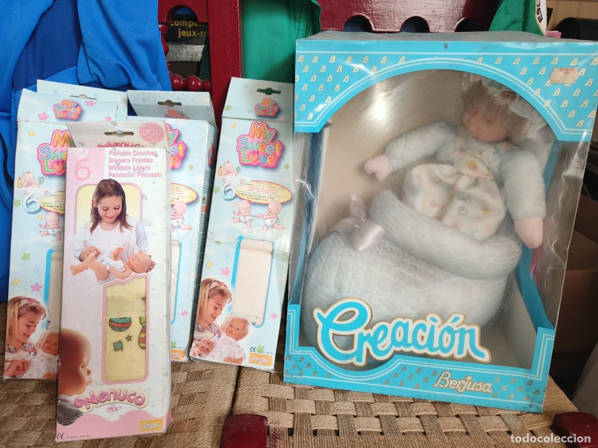 Mu&ntilde;ecas Espa&ntilde;olas Modernas: Mu&ntilde;eco Beb&eacute; Creacion de Berjusa mu&ntilde;eco original vintage a&ntilde;os 80 + 4 cajas pa&ntilde;anes nenuco y famosa