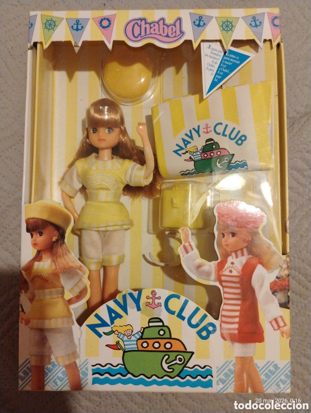Mu&ntilde;ecas Espa&ntilde;olas Modernas: Mu&ntilde;eca CHABEL NAVY CLUB (Modelo Amarillo) - Nueva en Caja (Precinto Intacto) - Feber 1990