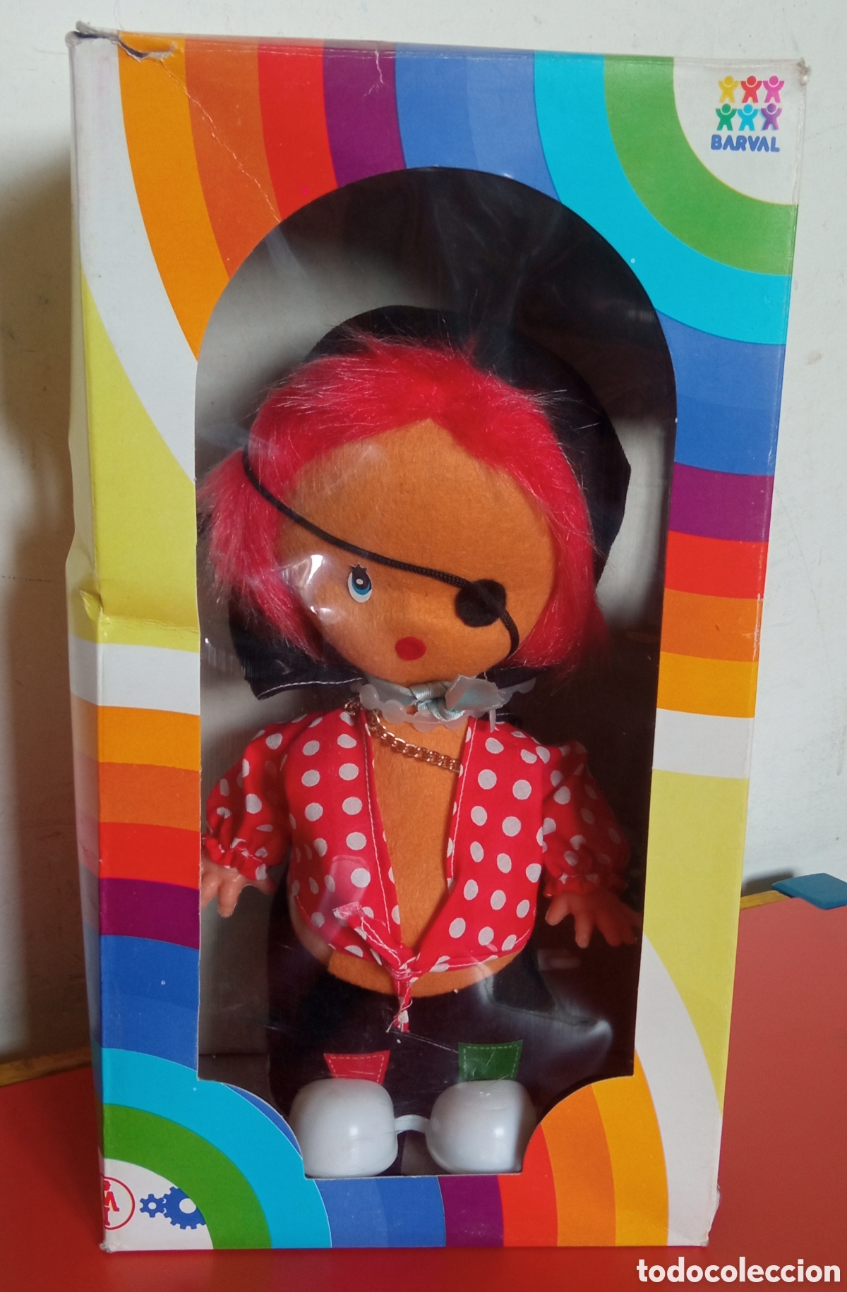 Mu&ntilde;ecas Espa&ntilde;olas Modernas: MU&Ntilde;ECO PIRATA A CUERDA RESORTE CON GIRO.MEC&Aacute;NICA IBENSE 80'S.NUEVO EN CAJA.