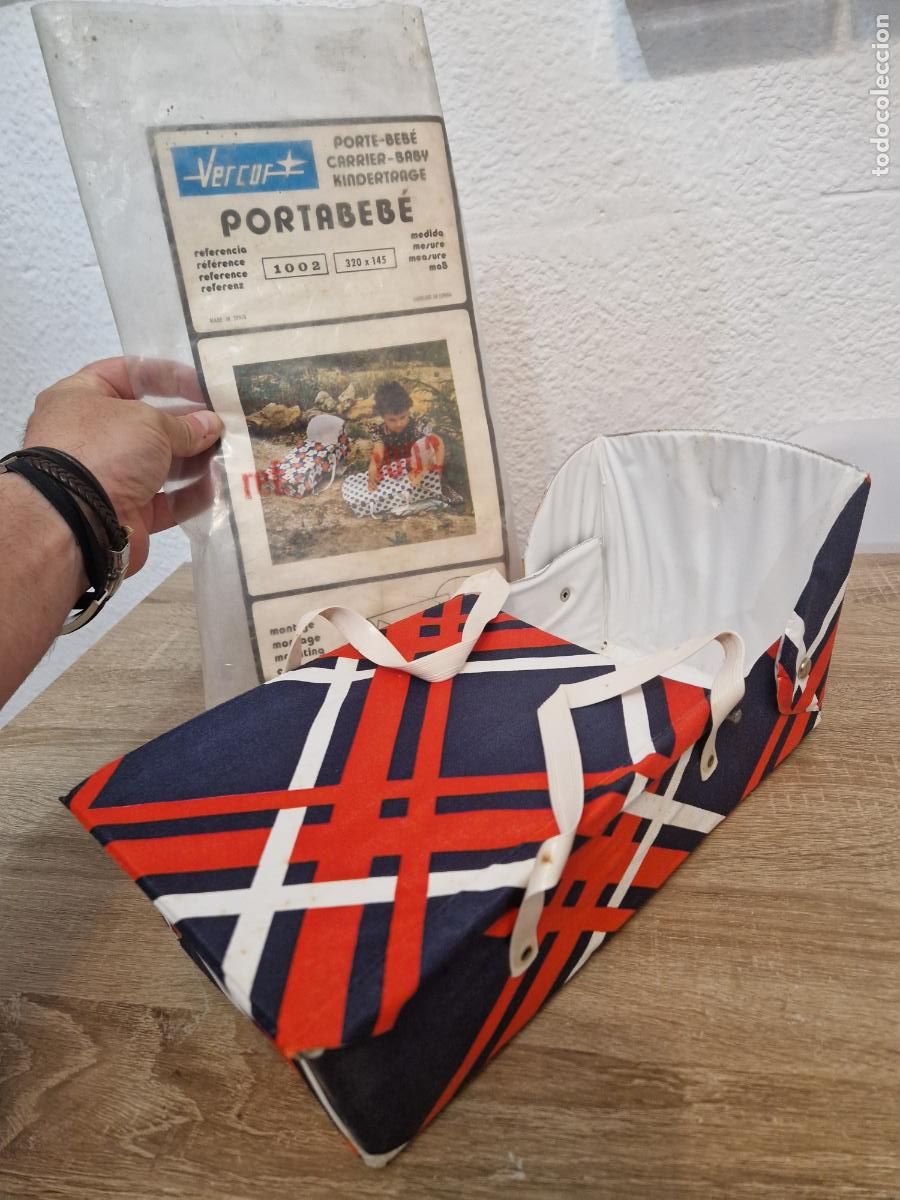 Mu&ntilde;ecas Espa&ntilde;olas Modernas: antiguo portabebe canasta bebe vintage mu&ntilde;eca Vercor portatil montable plasico retro bebe