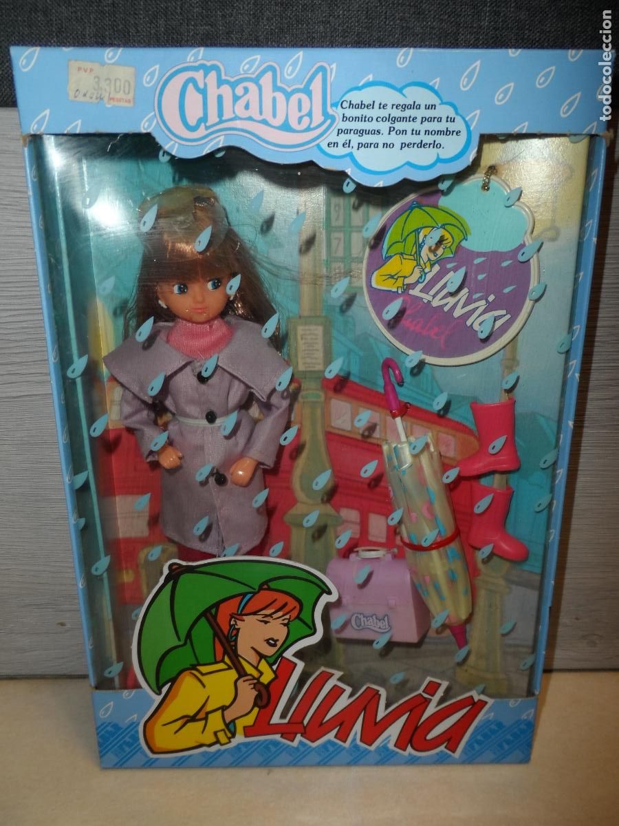 Mu&ntilde;ecas espa&ntilde;olas modernas: MU&Ntilde;ECA CHABEL REF. 1180 CHABELL LLUVIA MODELO TORMENTA MORADO 1989 FEBER NUEVO