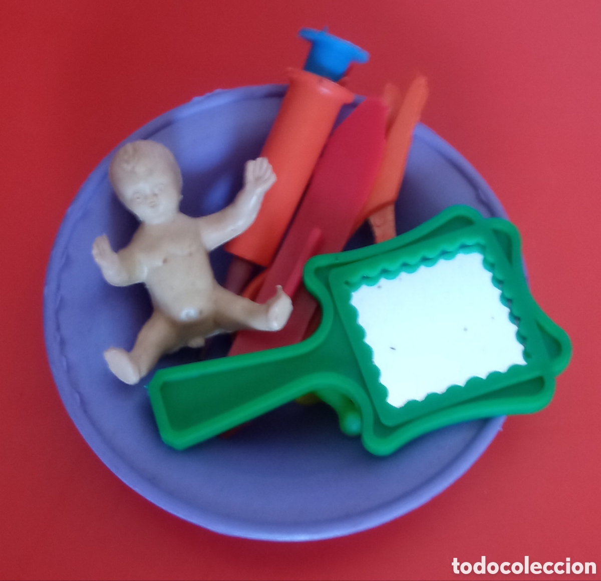 Mu&ntilde;ecas espa&ntilde;olas modernas: MINI PALANGANA CON MU&Ntilde;ECO Y ACCESORIOS.JUGUETES MEZQUITA 60'S.NUEVO.