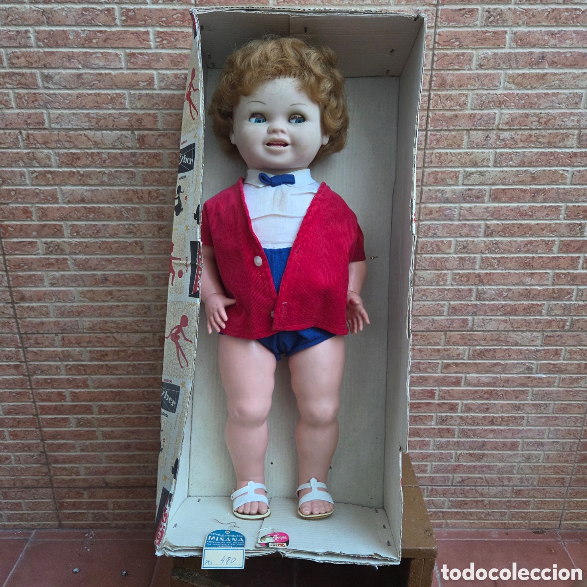 Mu&ntilde;ecas espa&ntilde;olas modernas: MU&Ntilde;ECO ROQUE ,A&Ntilde;OS 50,INDUSTRIAS TYBER CON CAJA Y ETIQUETAS.42 CM APROX