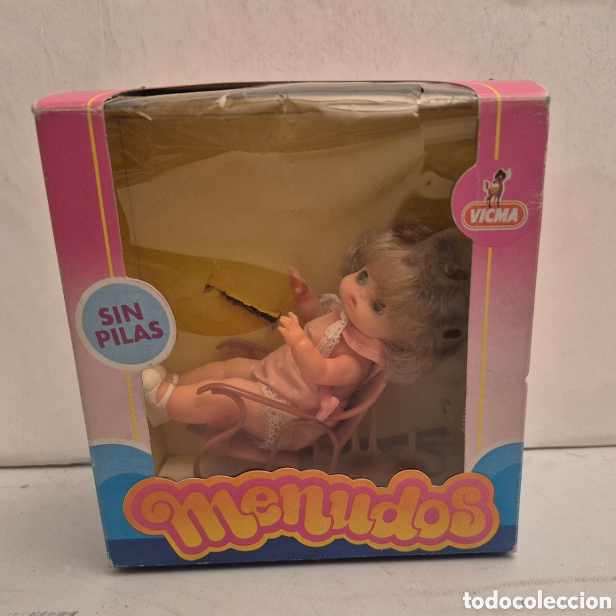 Mu&ntilde;ecas espa&ntilde;olas modernas: VICMA MENUDOS 304- BEB&Eacute; EN MECEDORA SIN PILAS, NUEVO PESO SUELTO EN CAJA