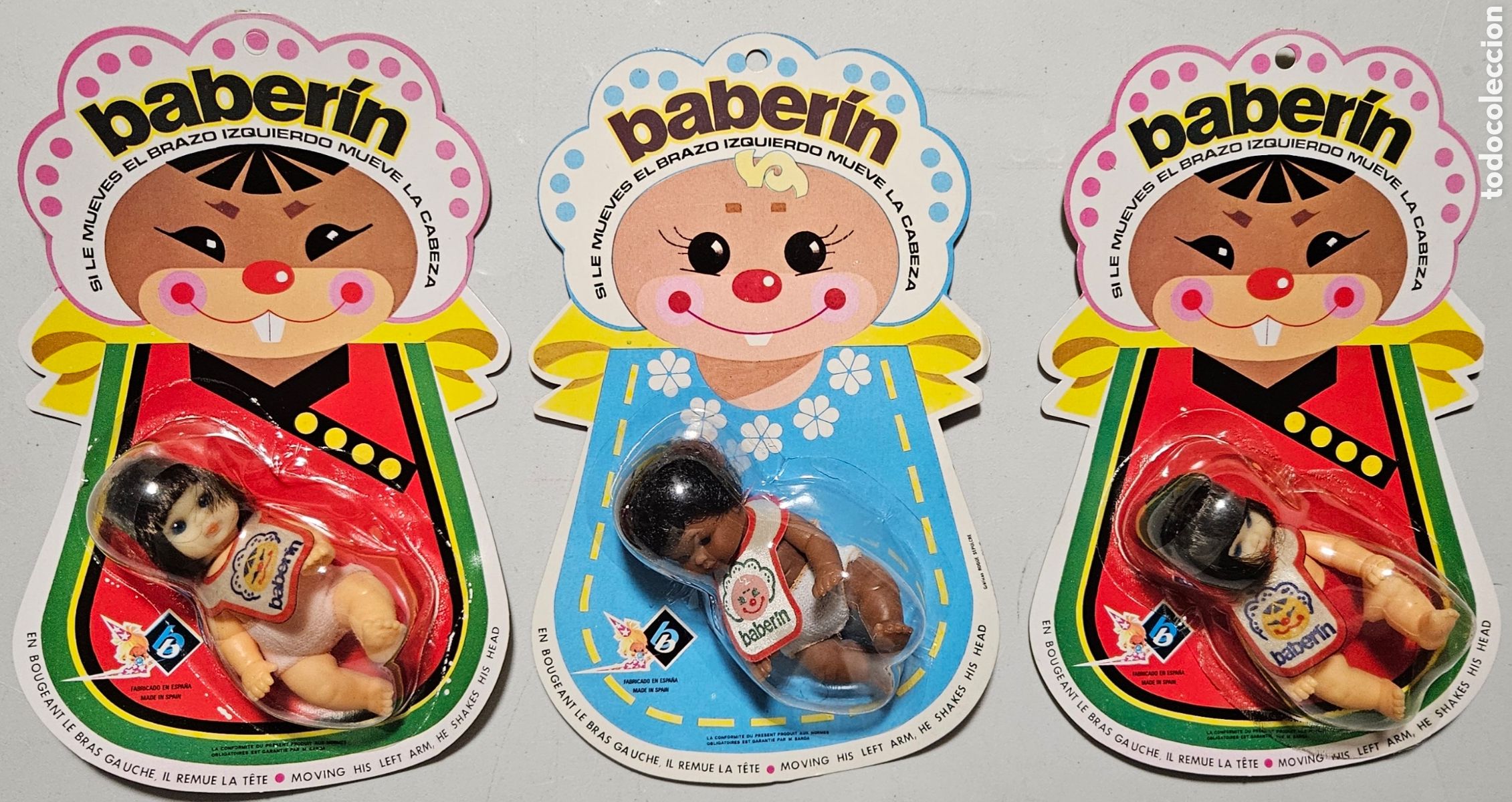 Mu&ntilde;ecas espa&ntilde;olas modernas: LOTE 3 MU&Ntilde;ECOS BABERIN DE BB NUEVOS EN SU BLISTER