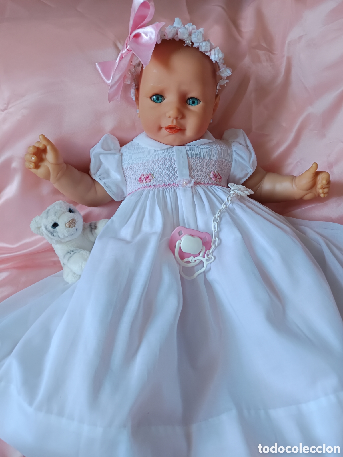 Mu&ntilde;ecas espa&ntilde;olas modernas: Bonita Mu&ntilde;eca beb&eacute; de 57 cm con ropa variada y chupete