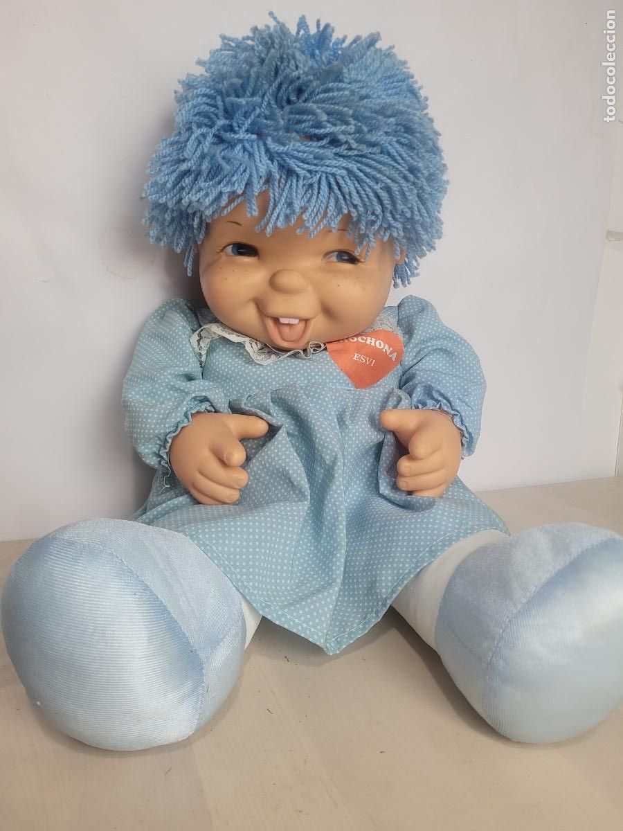 Mu&ntilde;ecas espa&ntilde;olas modernas: mu&ntilde;eca chochona de esvi, de tombola feria a&ntilde;os 80 azul