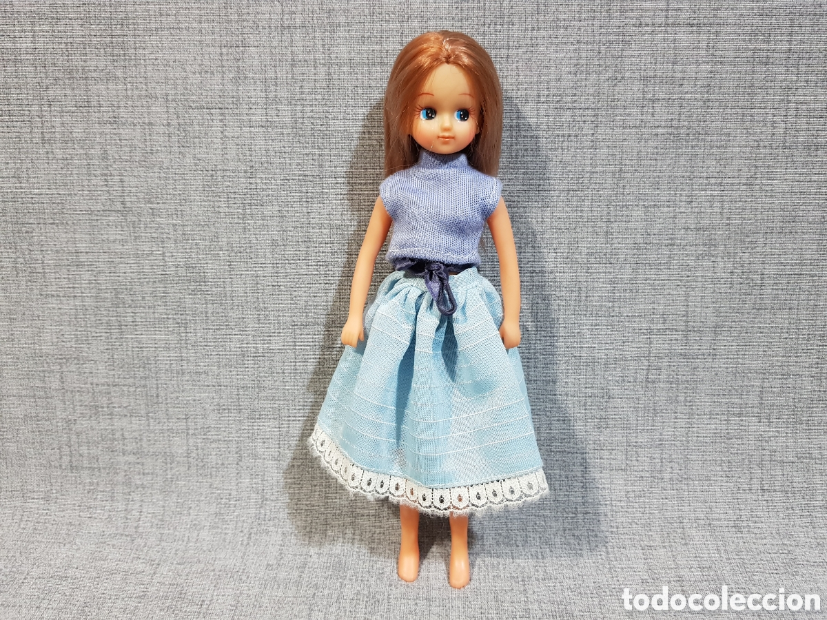 Mu&ntilde;ecas espa&ntilde;olas modernas: MU&Ntilde;ECA CHABEL DE FEBER CON VESTIDO AZUL. PELIRROJA. A&Ntilde;OS 90.