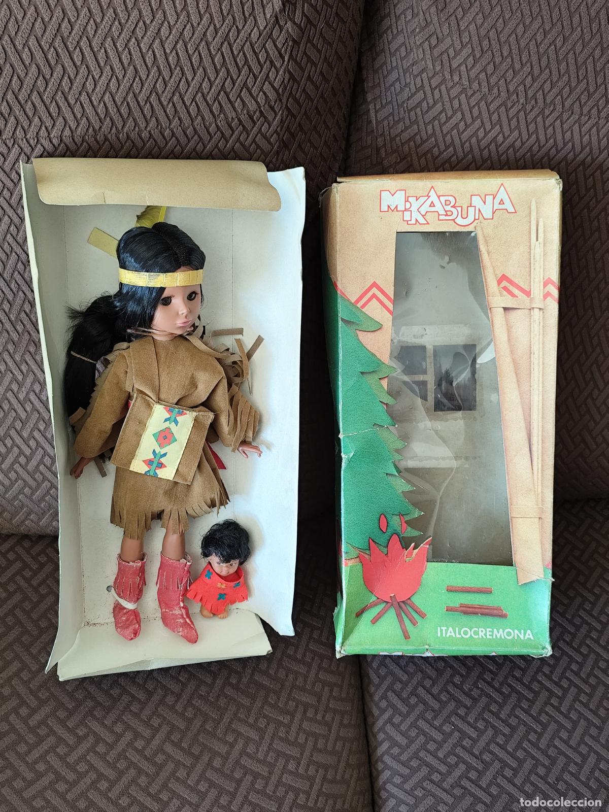 Mu&ntilde;ecas espa&ntilde;olas modernas: Mu&ntilde;eca MIKABUNA + BEB&Eacute; de Italocremona, a&ntilde;os 70 (Corinne India Nativa Americana)