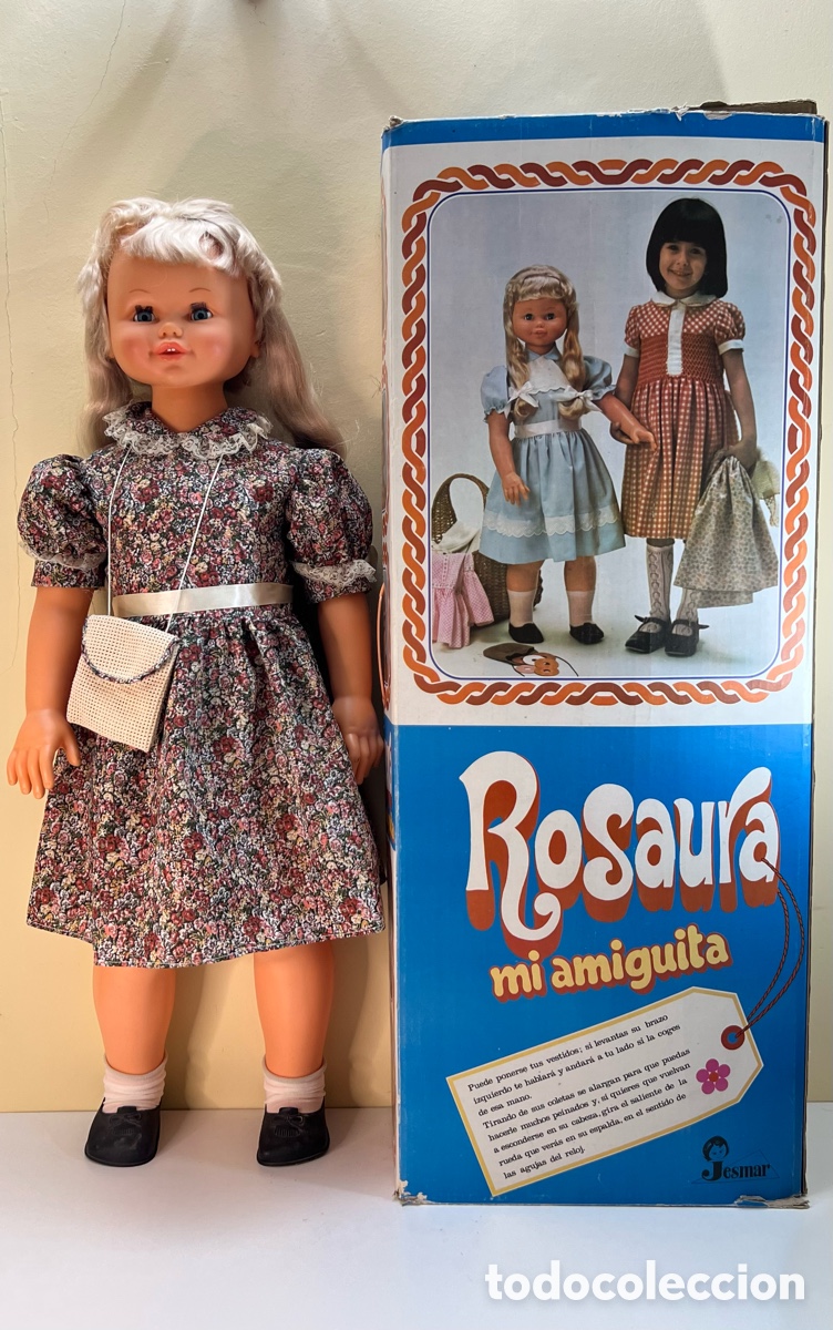 Mu&ntilde;ecas espa&ntilde;olas modernas: Antigua Mu&ntilde;eca Rosaura de Jesmar con Vestido de Flores Rara