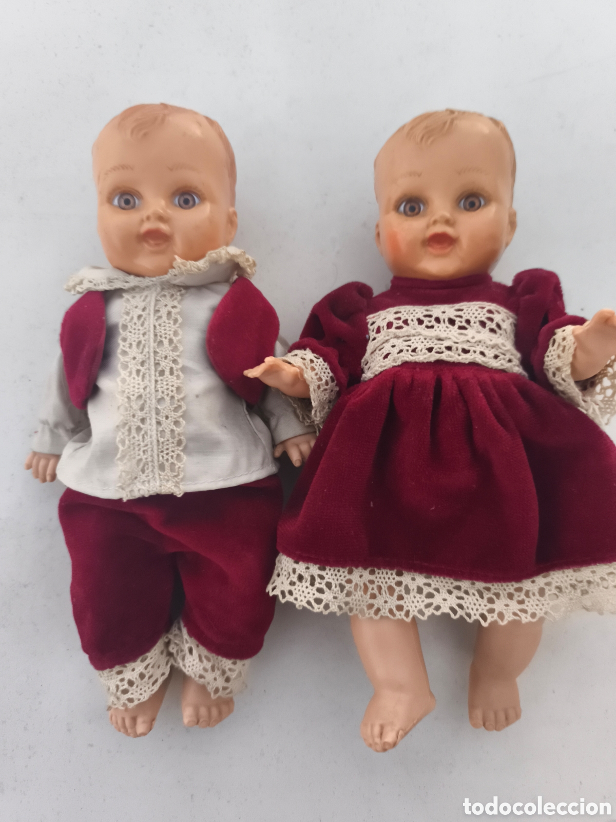 Mu&ntilde;ecas espa&ntilde;olas modernas: Antigua pareja de mu&ntilde;ecos de celuloide Arte Model en perfecto estado