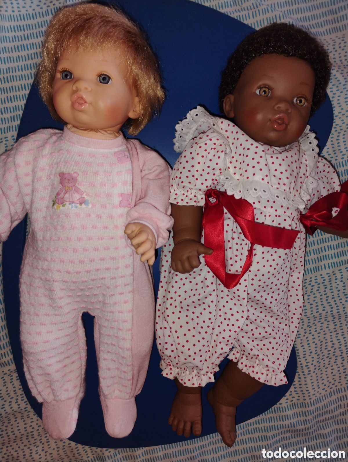 Mu&ntilde;ecas espa&ntilde;olas modernas: &diams;Lote 2 Mu&ntilde;ecas Beb&eacute; marca AS&Iacute; - Molde Spain 97 - Rubia y &Eacute;tnica 46/48 cm