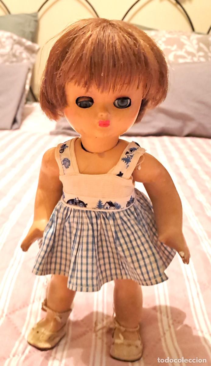 Mu&ntilde;ecas espa&ntilde;olas modernas: ANTIGUA MU&Ntilde;ECA ESPA&Ntilde;OLA DE CELULOIDE OJO DURMIENTE (21 cm)