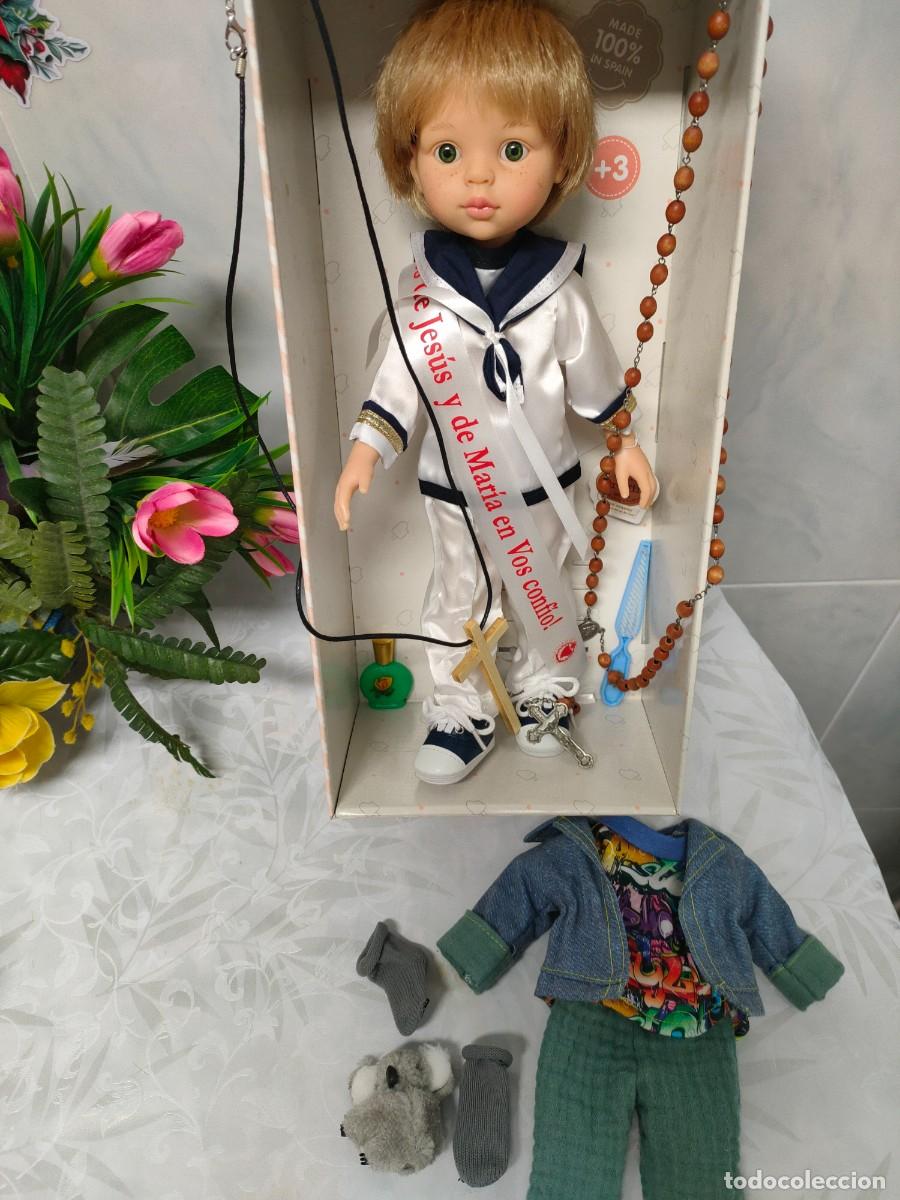Mu&ntilde;ecas espa&ntilde;olas modernas: MU&Ntilde;ECO MU&Ntilde;ECA PAOLA REINA ORIGINAL. COMUNI&Oacute;N . CAT&Oacute;LICO. VINILO + CRUZ+ROSARIO+2 ROPAS+ REGALOS