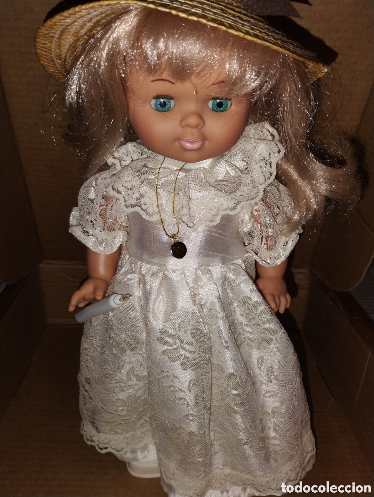 Mu&ntilde;ecas espa&ntilde;olas modernas: &diams;Antigua Mu&ntilde;eca de Primera Comuni&oacute;n - Mu&ntilde;ecas B.B. (A&ntilde;os 70/80) - 35 cm - &iexcl;Mecanismo de sonido FUNCI