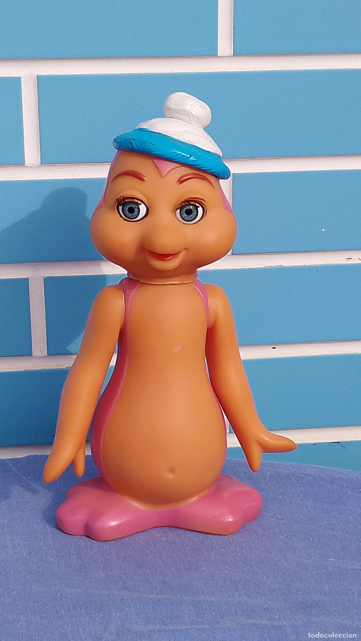 Mu&ntilde;ecas espa&ntilde;olas modernas: Antiguo mu&ntilde;eco de goma ping&uuml;ino Petete de ojos durmientes, a&ntilde;os 80, Baby Toys Gavisol