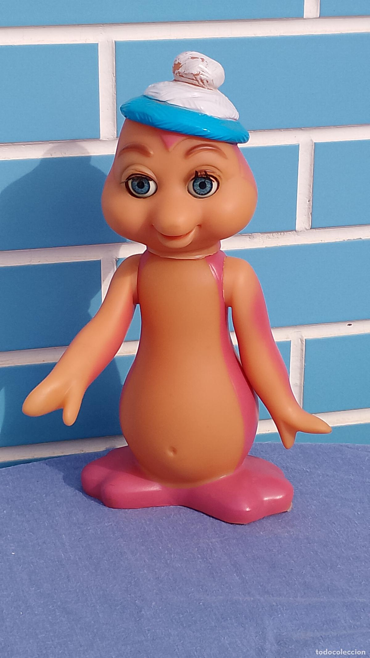 Mu&ntilde;ecas espa&ntilde;olas modernas: Antiguo mu&ntilde;eco de goma ping&uuml;ino Petete de ojos durmientes, a&ntilde;os 80, Baby Toys Gavisol