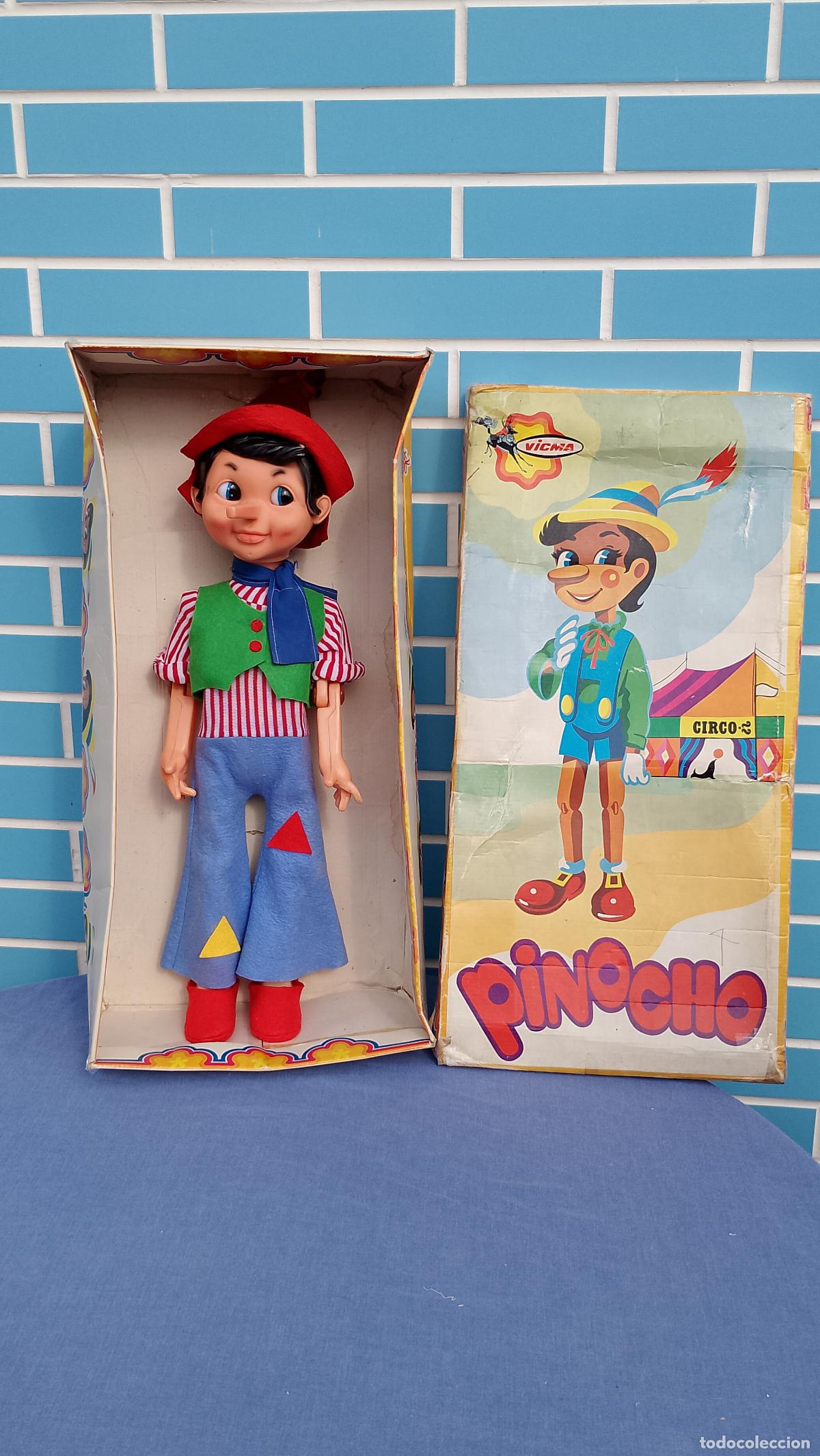 Mu&ntilde;ecas espa&ntilde;olas modernas: Antiguo mu&ntilde;eco Pinocho de Vicma con su caja original, muy dif&iacute;cil de encontrar