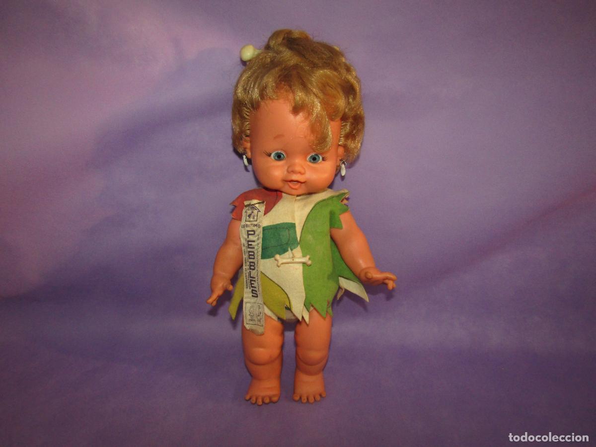 Bambole Spagnole Moderne: Antiguo Mu&ntilde;eco de Goma PEBBLES de LOS PICAPIEDRA de NOVO GAMA Hanna Barbera de 1964