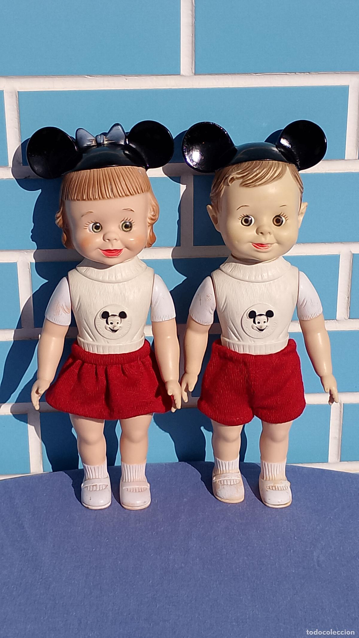 Mu&ntilde;ecas espa&ntilde;olas modernas: Antiguos mu&ntilde;ecos americanos de goma ni&ntilde;o y ni&ntilde;a de Mickey Mouse club de Disney, a&ntilde;os 50