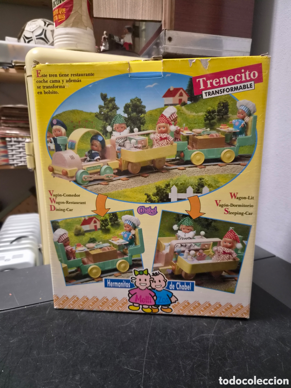 Mu&ntilde;ecas espa&ntilde;olas modernas: CHABEL ANTIGUO TRENECITO TRANSFORMABLE HERMANITOS DE CHABEL EN CAJA ORIGINAL