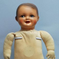 Bambole Internazionali: BEBE CUERPO TRAPO CABEZA DE TERRACOTA OJO CRISTAL FIJO EN CAJA LENCI AÑOS 40 50