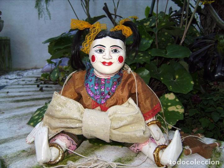 Muñecas Extranjeras: Antiguo Títere Indú de madera hecho artesanalmente - Foto 2 - 62785932