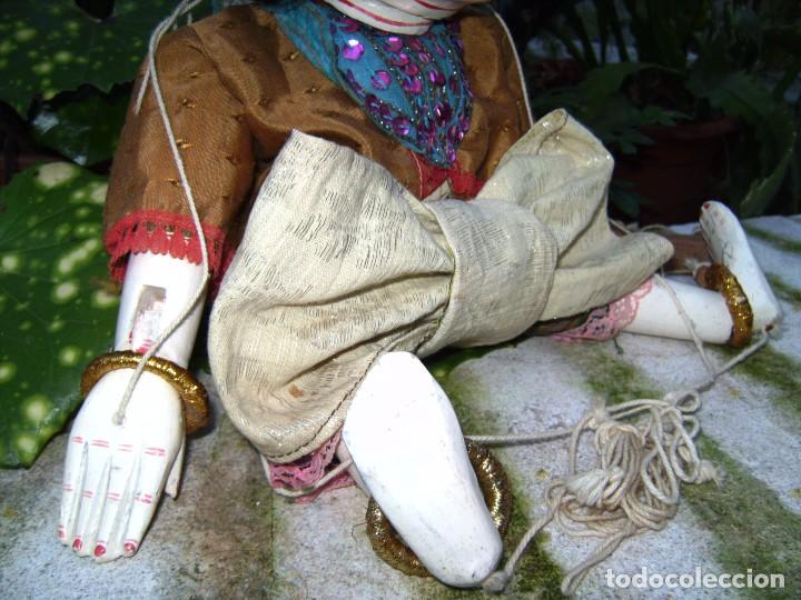 Muñecas Extranjeras: Antiguo Títere Indú de madera hecho artesanalmente - Foto 4 - 62785932