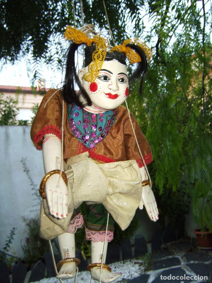Muñecas Extranjeras: Antiguo Títere Indú de madera hecho artesanalmente - Foto 8 - 62785932