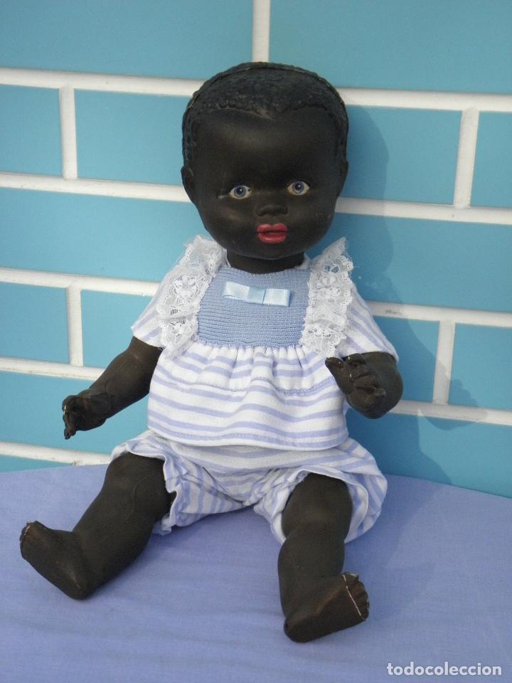 Mu&ntilde;ecas extranjeras: Mu&ntilde;eco beb&eacute; negro muy antiguo de 39 cm - Foto 5
