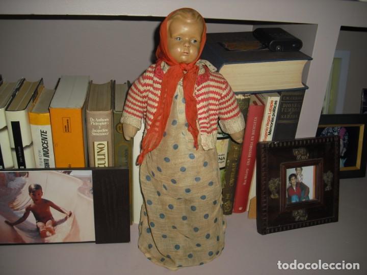 Mu&ntilde;ecas extranjeras: MU&Ntilde;ECA, CABEZA CELULOIDE, CUERPO TRAPO, TOTAL ORIGINAL,EPOCA 2&ordm;WW, 40 CMS - Foto 2