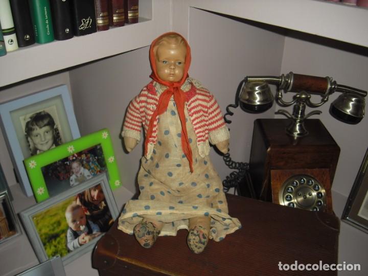 Mu&ntilde;ecas extranjeras: MU&Ntilde;ECA, CABEZA CELULOIDE, CUERPO TRAPO, TOTAL ORIGINAL,EPOCA 2&ordm;WW, 40 CMS - Foto 3