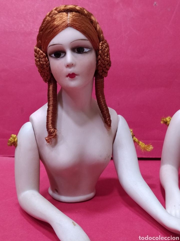 Mu&ntilde;ecas extranjeras: Pareja de bustos de mu&ntilde;ecas en biscuit, a&ntilde;os 20. - Foto 3