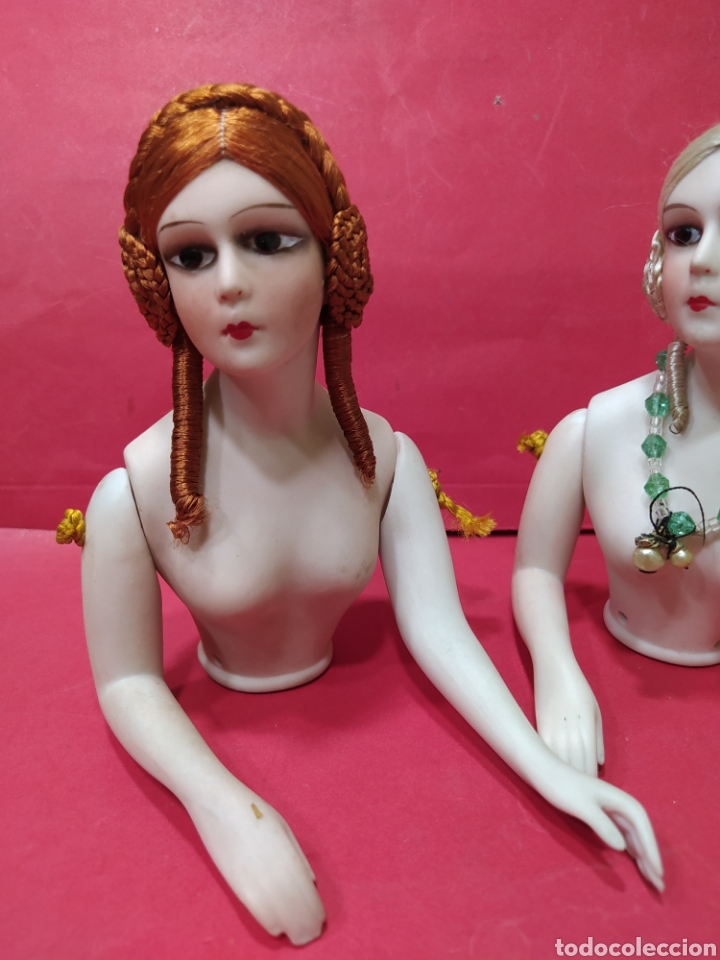 Mu&ntilde;ecas extranjeras: Pareja de bustos de mu&ntilde;ecas en biscuit, a&ntilde;os 20. - Foto 4