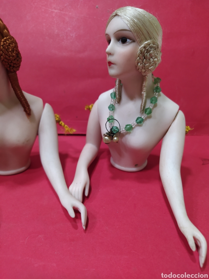 Mu&ntilde;ecas extranjeras: Pareja de bustos de mu&ntilde;ecas en biscuit, a&ntilde;os 20. - Foto 5