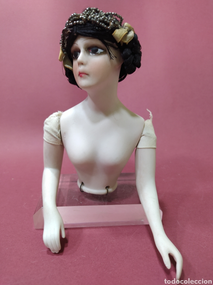 Mu&ntilde;ecas extranjeras: Busto de mu&ntilde;eca en biscuit, 1920 - Foto 1