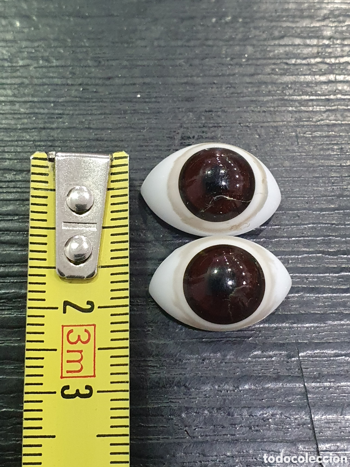 Mu&ntilde;ecas extranjeras: Pareja de ojos avellanados marrones para mu&ntilde;eca. (L80) - Foto 2