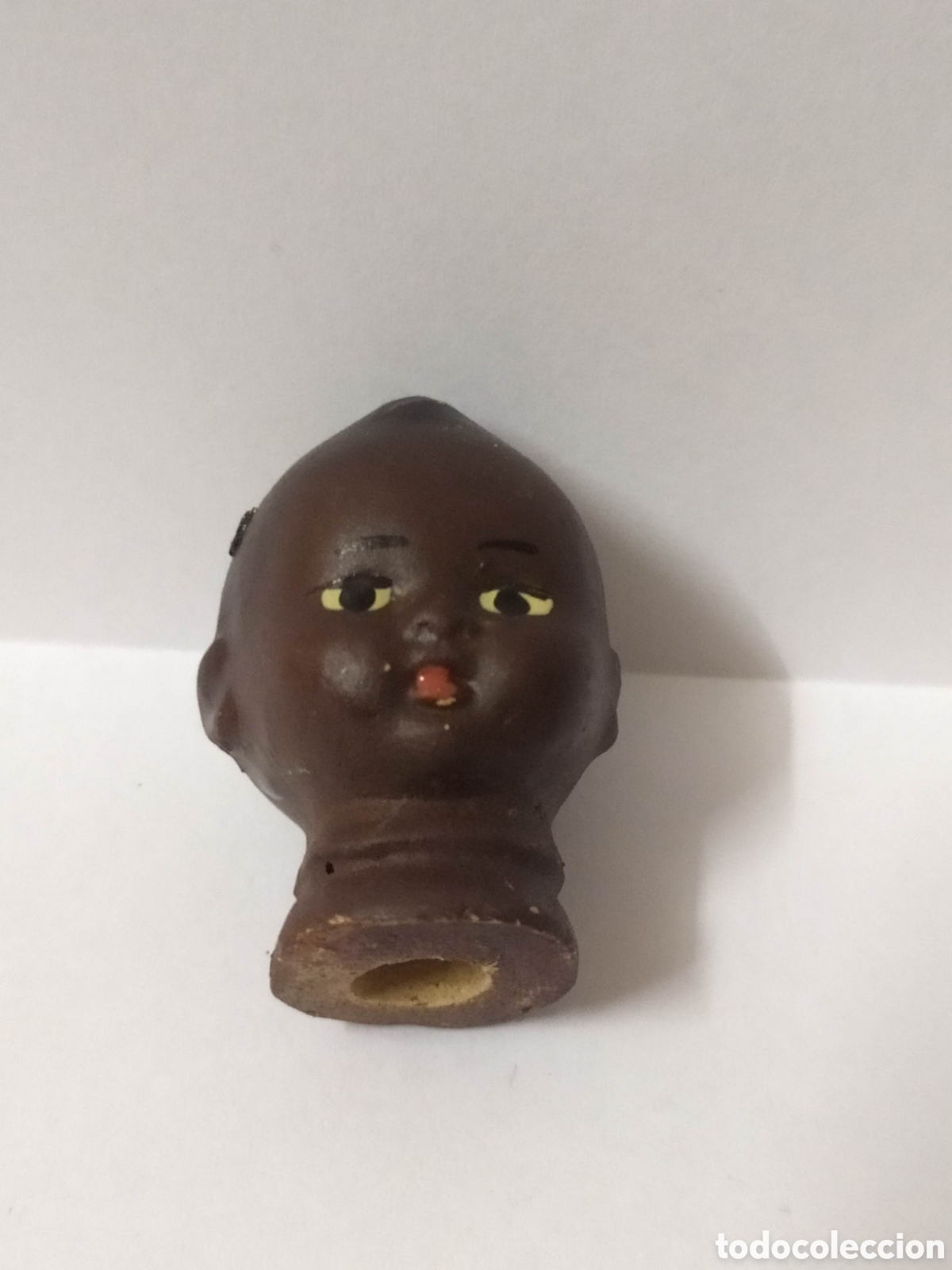 Mu&ntilde;ecas extranjeras: Cabeza mu&ntilde;eco terracota negro. 4cm - Foto 1