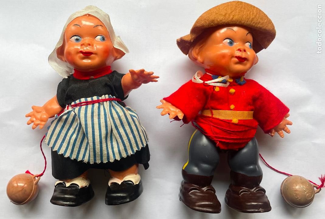 Mu&ntilde;ecas extranjeras: PAREJA DE MU&Ntilde;ECAS EDI CELULOIDE D.R.G.M - Foto 1