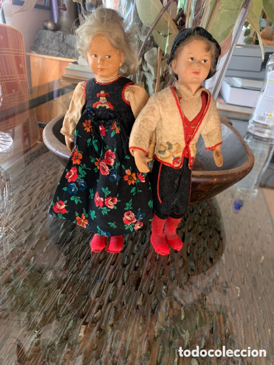 Mu&ntilde;ecas extranjeras: Antigua pareja mu&ntilde;ecos De celuloide, - Foto 4