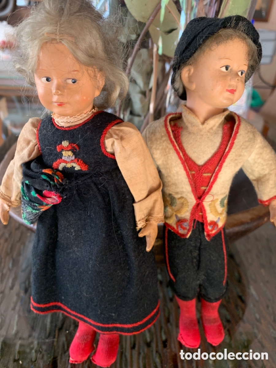 Mu&ntilde;ecas extranjeras: Antigua pareja mu&ntilde;ecos De celuloide, - Foto 7