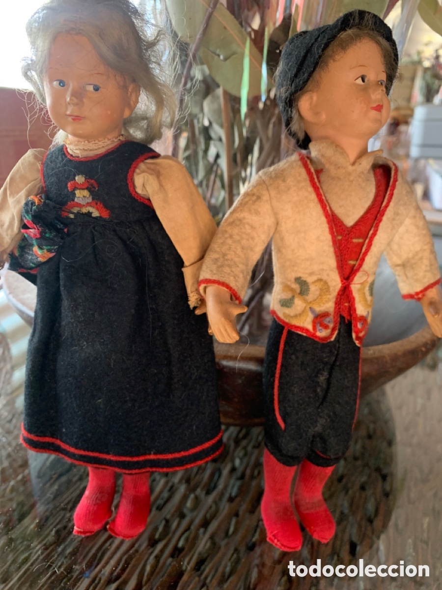 Mu&ntilde;ecas extranjeras: Antigua pareja mu&ntilde;ecos De celuloide, - Foto 8
