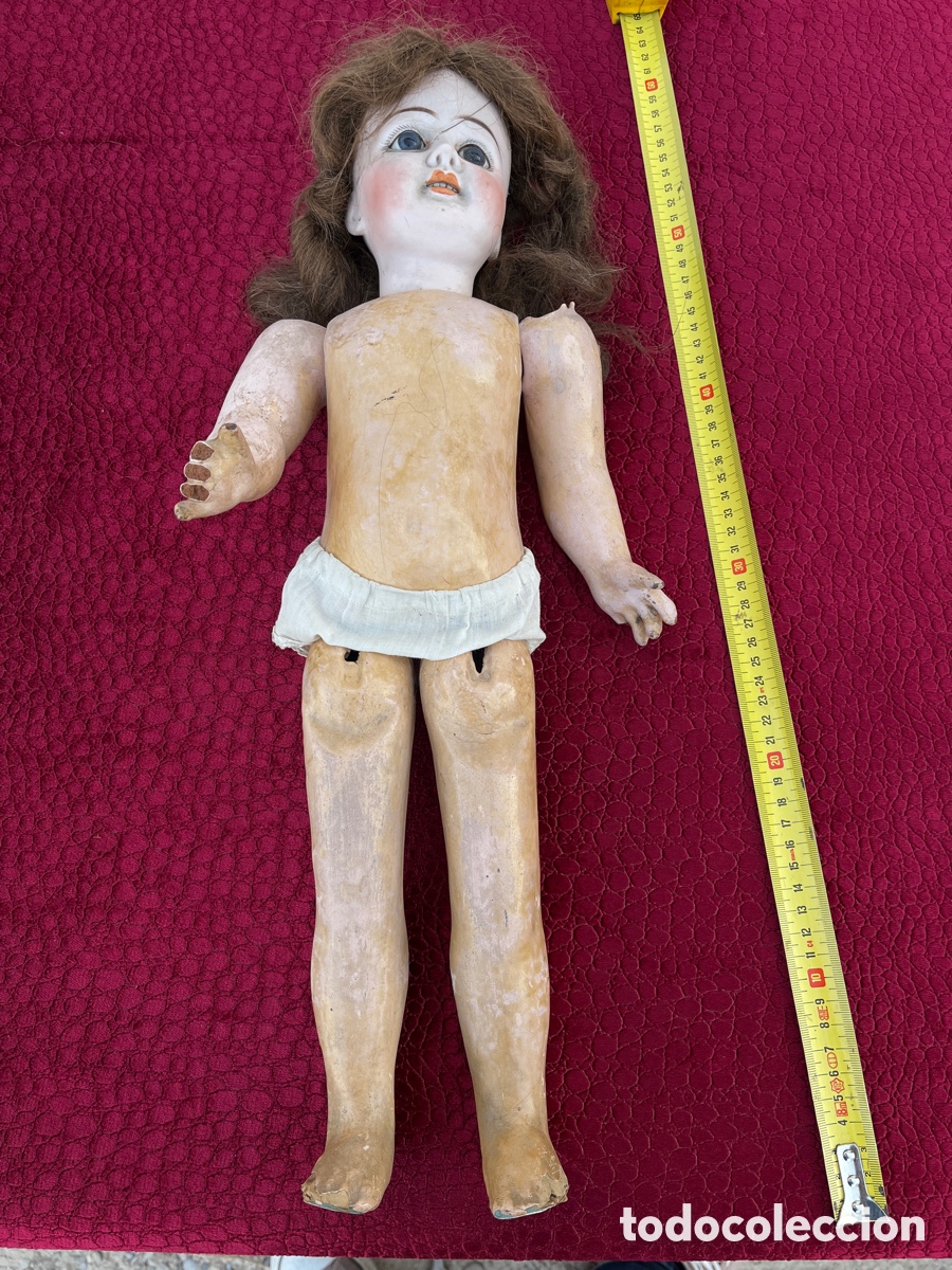 Mu&ntilde;ecas extranjeras: Mu&ntilde;eca antigua cart&oacute;n piedra - Foto 1