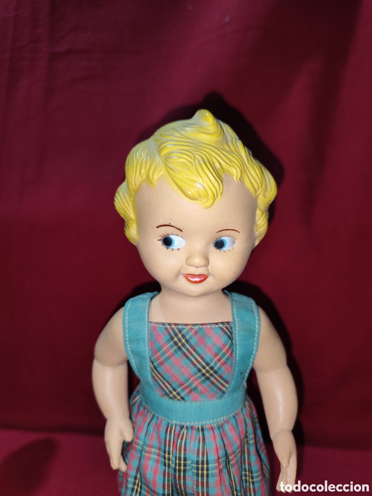 Mu&ntilde;ecas extranjeras: Antigua mu&ntilde;eca de celuloide con vestido original de la &eacute;poca - Foto 2