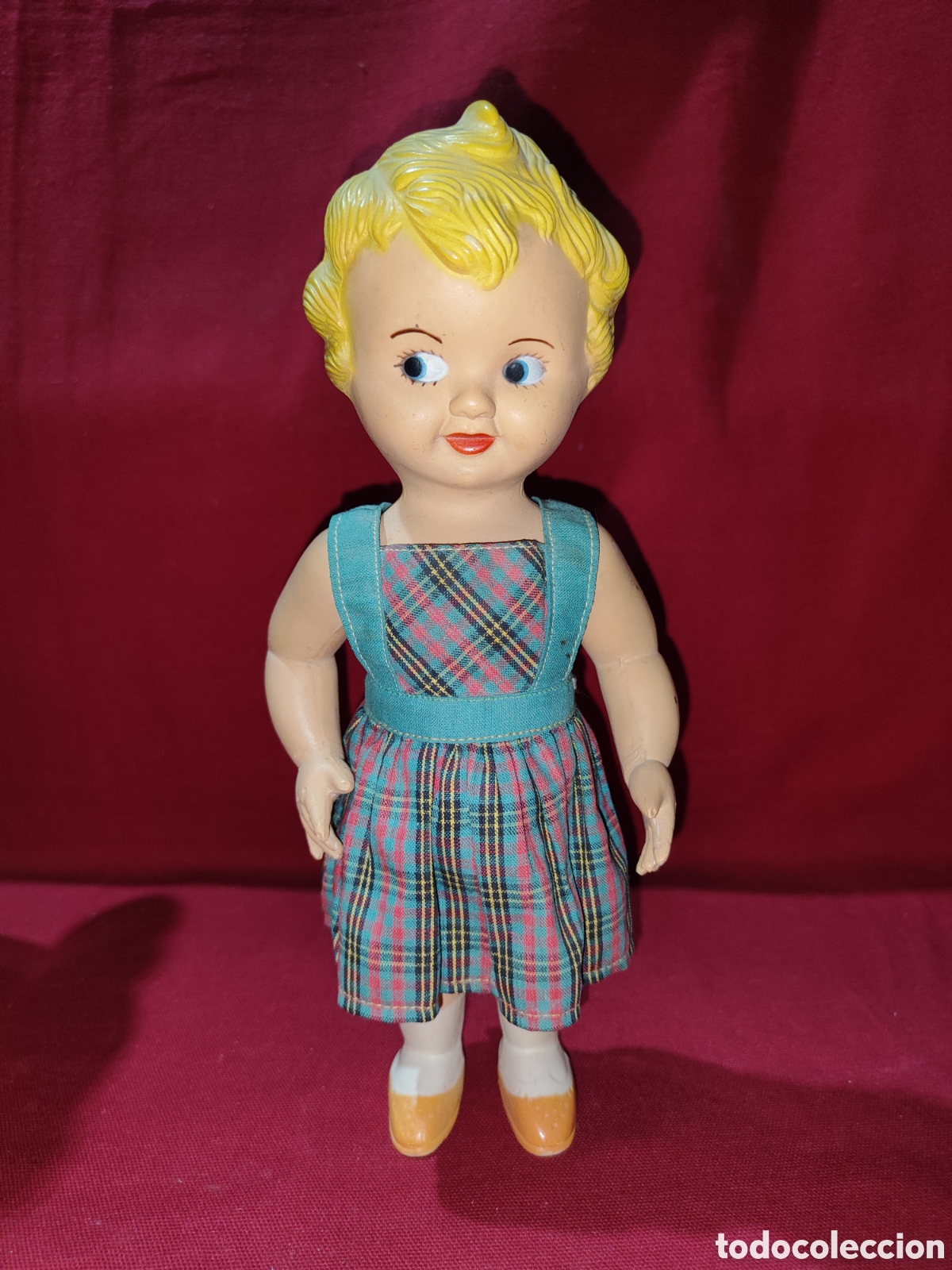 Mu&ntilde;ecas extranjeras: Antigua mu&ntilde;eca de celuloide con vestido original de la &eacute;poca - Foto 1