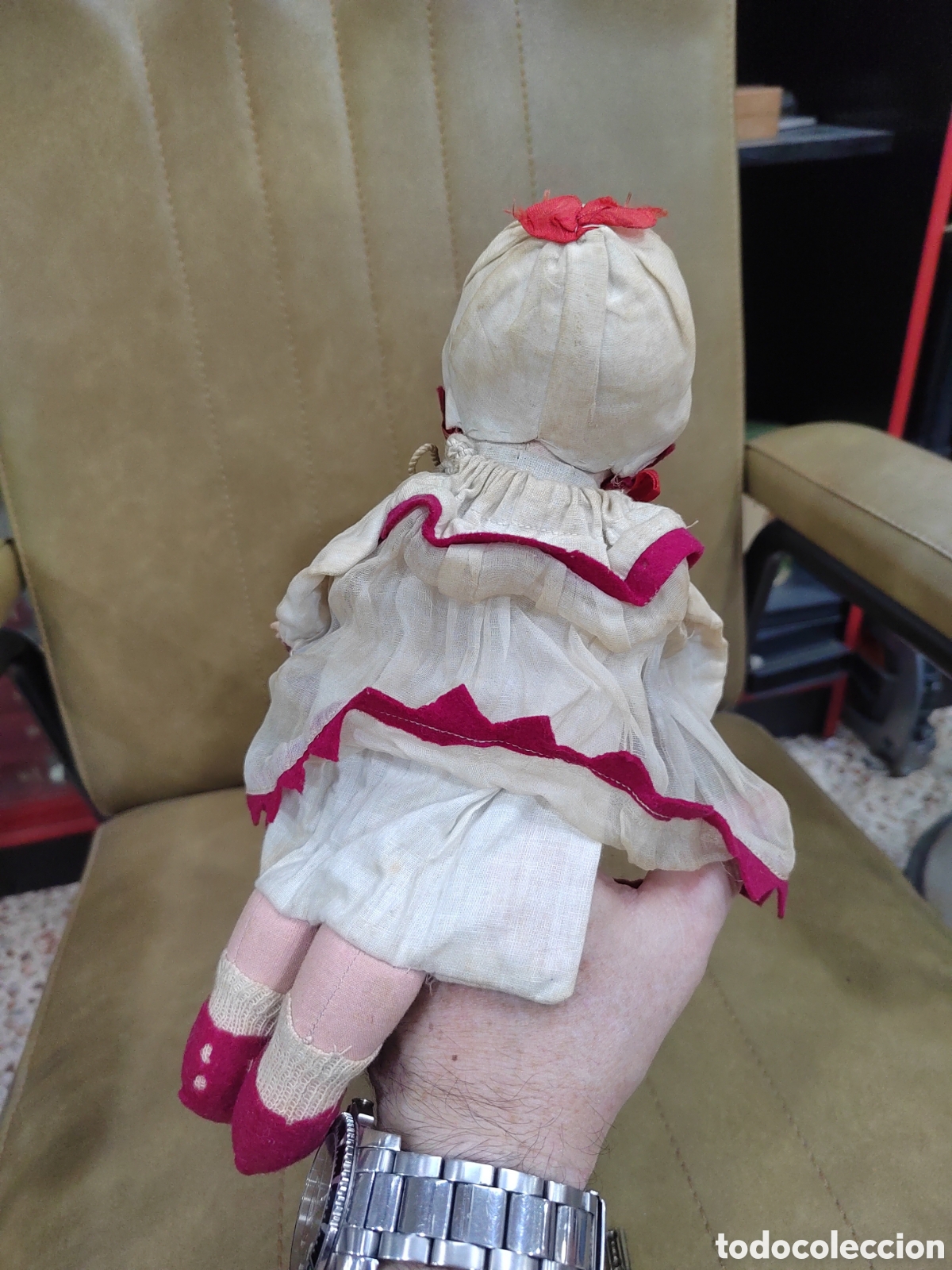 Mu&ntilde;ecas extranjeras: Antigua.mu&ntilde;eca trapo y cart&oacute;n - Foto 5