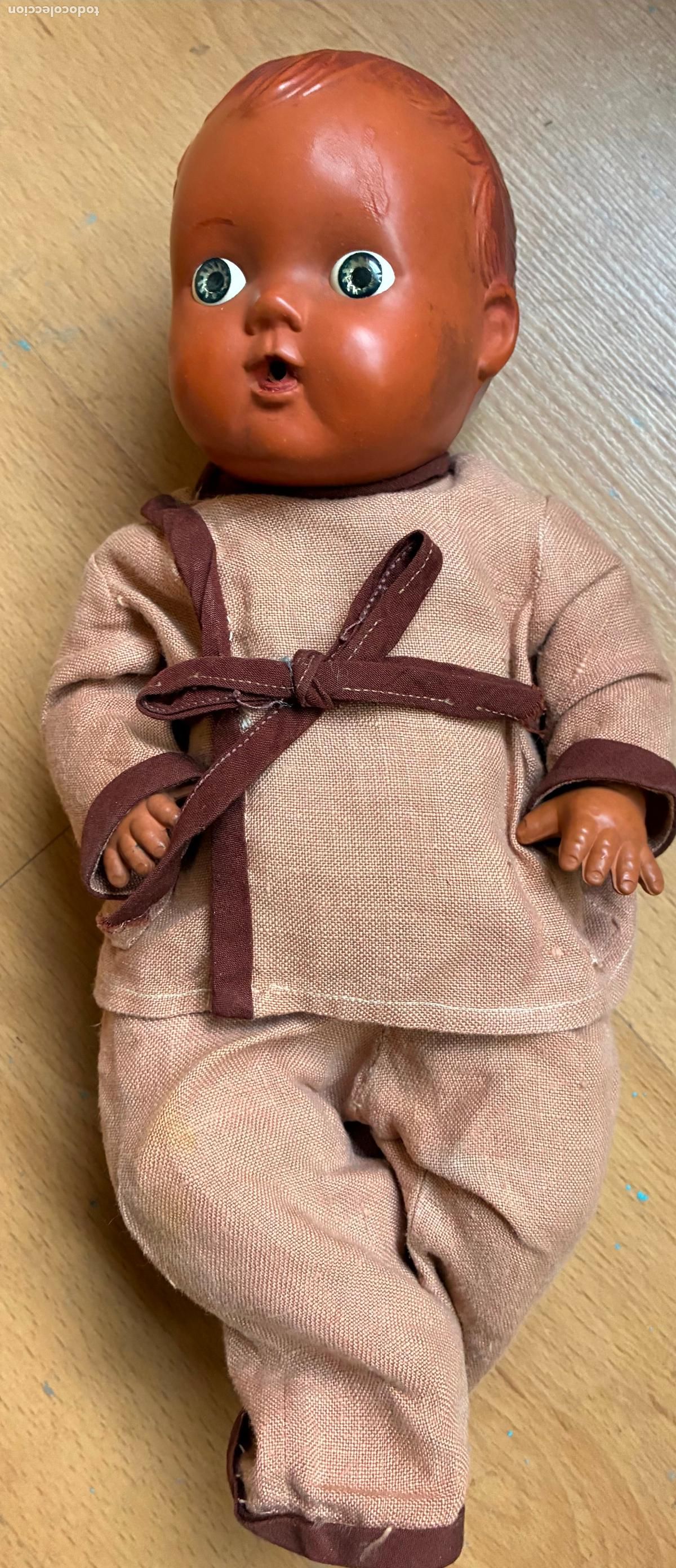 Mu&ntilde;ecas extranjeras: ANTIGUO MU&Ntilde;ECO DE GOMA NEGRITO, - Foto 1