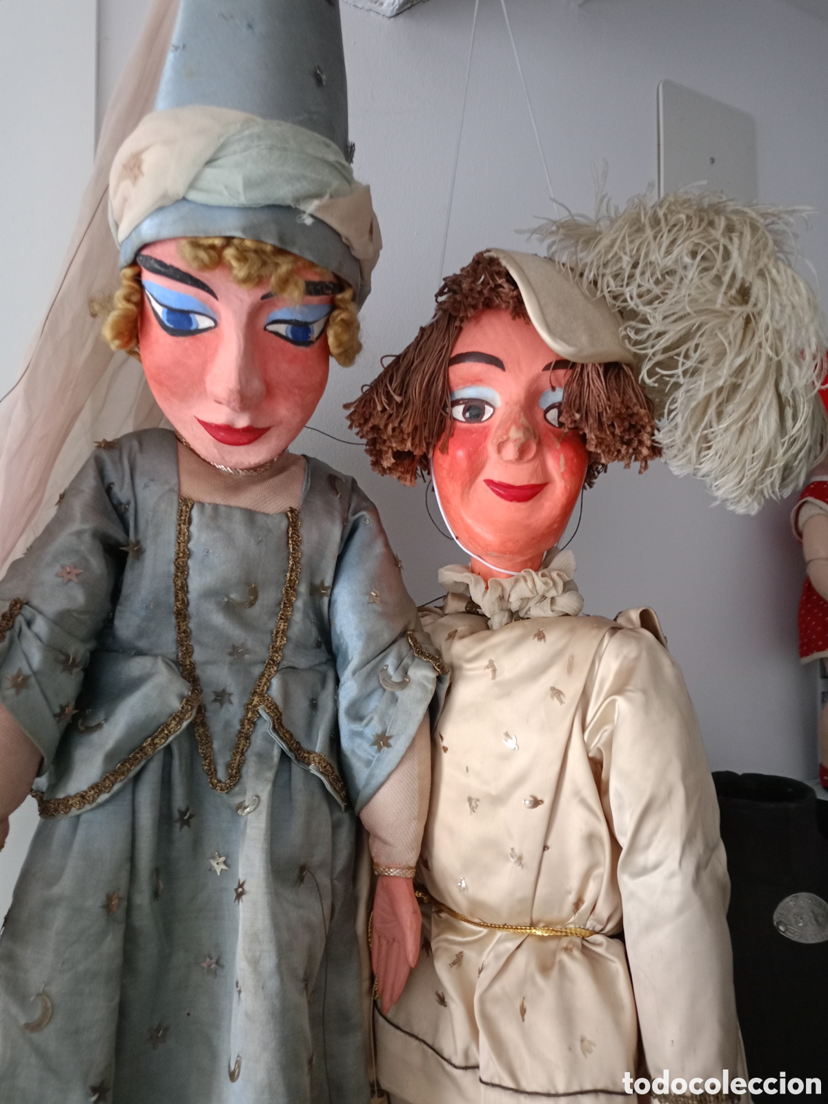 Mu&ntilde;ecas Extranjeras: Pareja de Marionetas antiguas profesionales de gran tama&ntilde;o