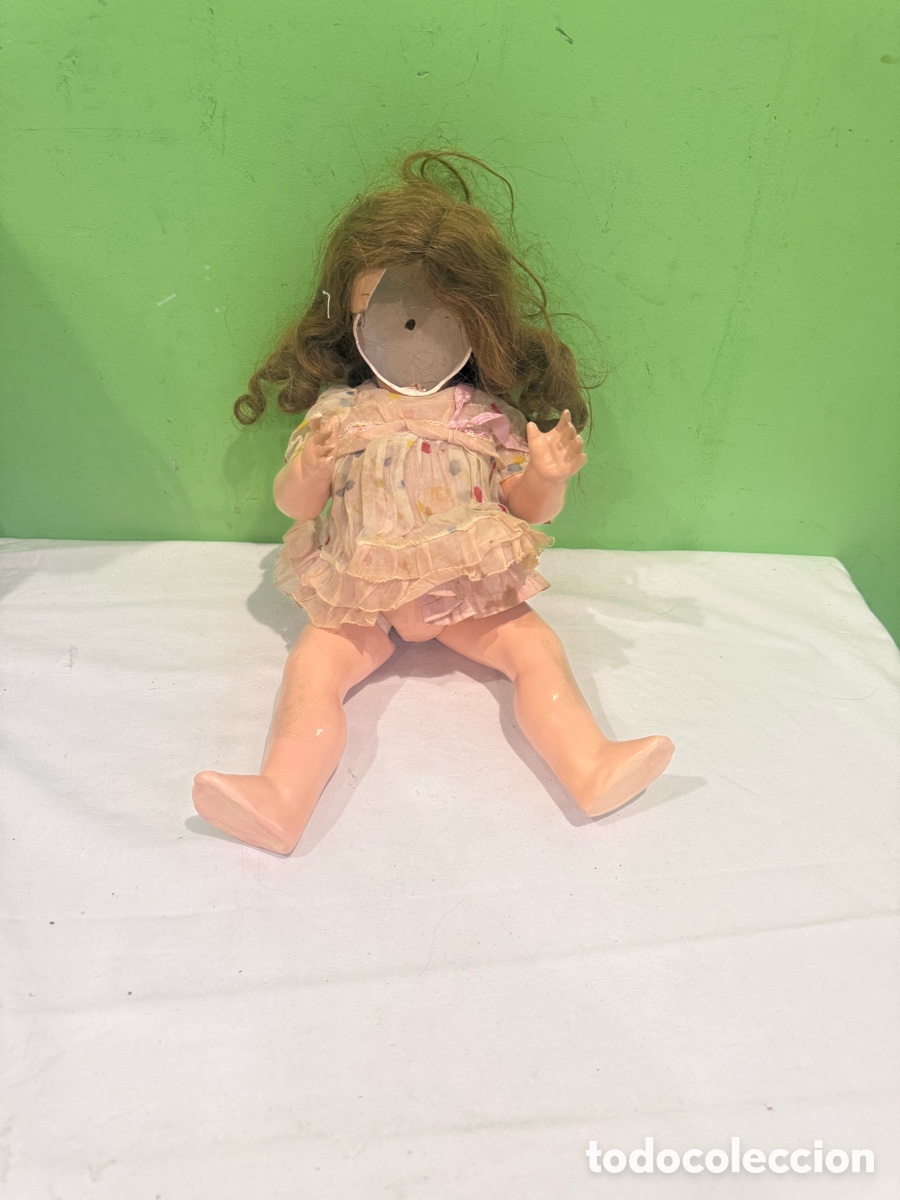 Internationale Puppen: Antigua mu&ntilde;eca cart&oacute;n piedra y porcelana 35 cm pelo original para restaurar
