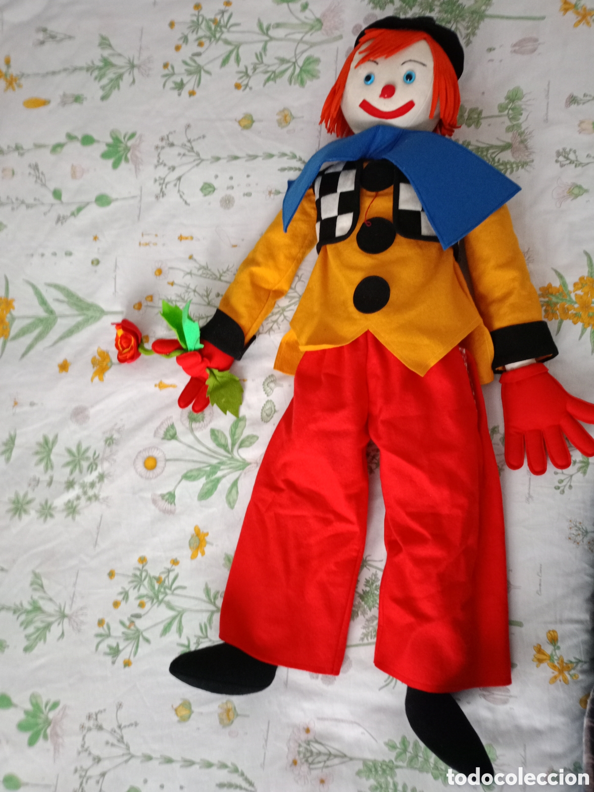 Mu&ntilde;ecas Extranjeras: Antiguo Payaso Lenci Anili a&ntilde;os 50 de gran tama&ntilde;o 95 cm
